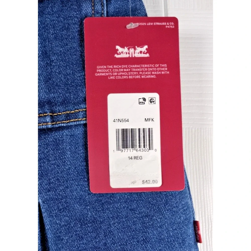 Levi's Girls High Rise Skort Size 14 Blue Denim Stretch Pleated A-Line Shorts NW